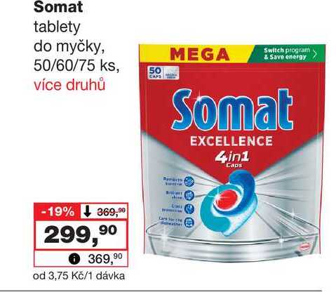Somat tablety do myčky, 50/60/75 ks