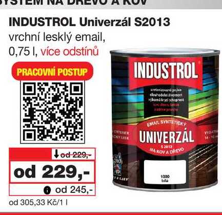 INDUSTROL Univerzál S2013 vrchní lesklý email, 0,75l