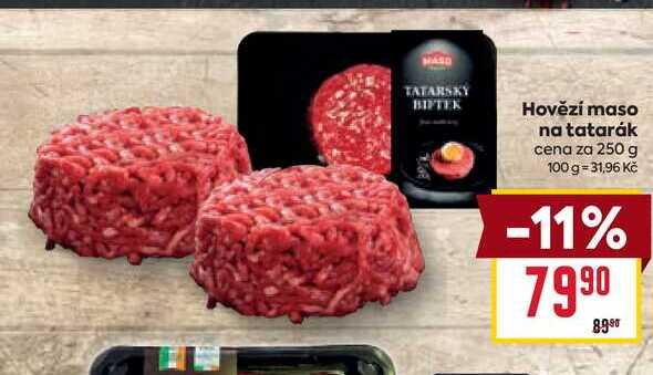 Hovězí maso na tatarák cena za 250 g