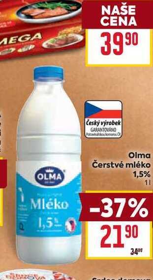 Olma Čerstvé mléko 1,5% 1l