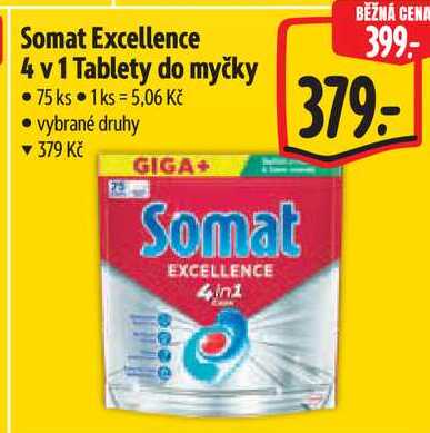Somat Excellence 4 v 1 Tablety do myčky, 75 ks