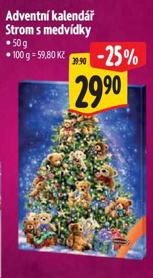 Adventní kalendář Strom s medvídky, 50 g