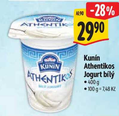 Kunín Athentikos Jogurt bílý, 400 g