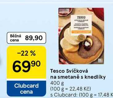 Tesco Svíčková na smetaně s knedlíky, 400 g