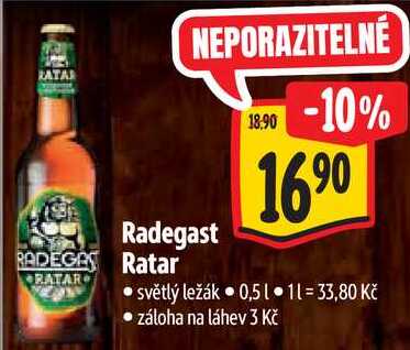 Radegast Ratar, 0,5 l