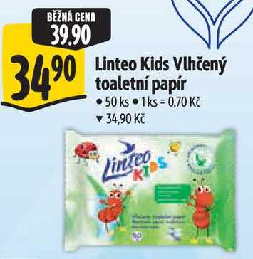 Linteo Kids Vlhčený toaletní papír, 50 ks
