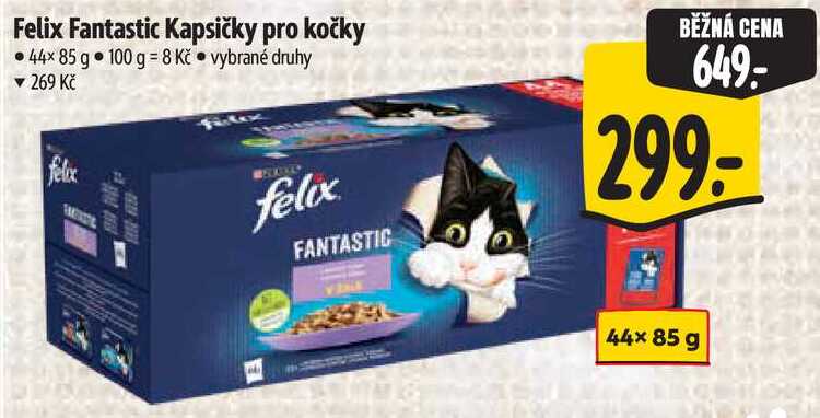 Felix Fantastic Kapsičky pro kočky, 44x 85 g 