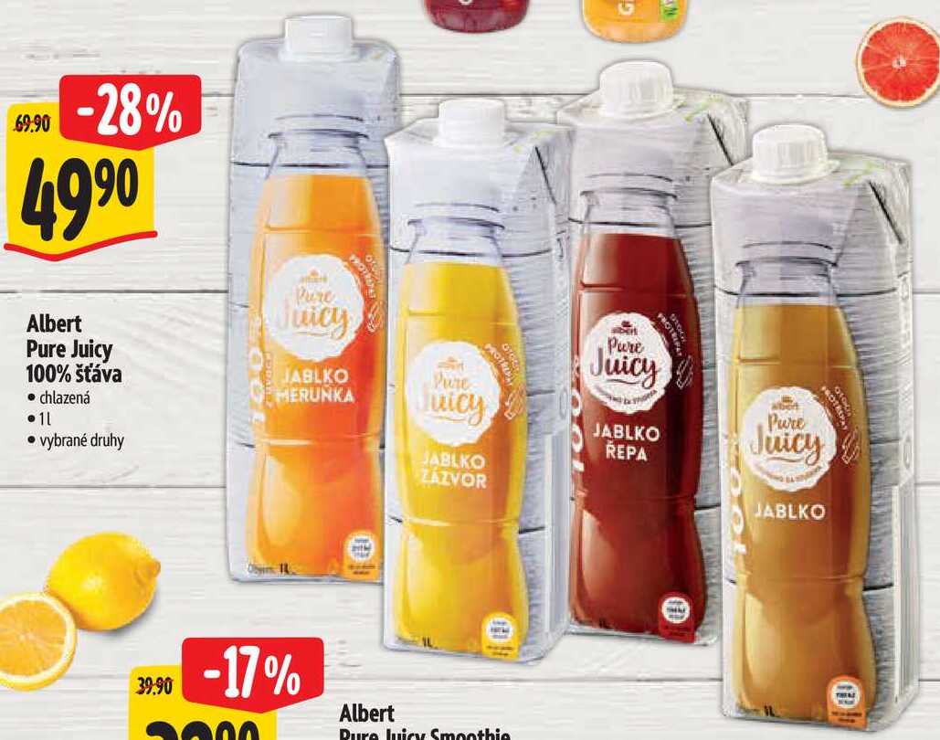 Albert Pure Juicy 100% šťáva, 1 l
