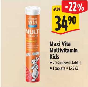 Maxi Vita Multivitamin Kids, 20 šumivých tablet 
