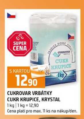 CUKROVAR VRBÁTKY CUKR KRUPICE, KRYSTAL 1 kg
