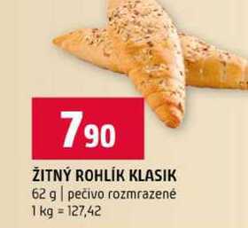 ŽITNÝ ROHLÍK KLASIK 62 g pečivo rozmrazené 