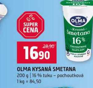 OLMA KYSANÁ SMETANA 200 g 16% tuku-pochoutková  v akci