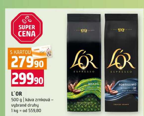 L'OR 500 g káva zrnková vybrané druhy