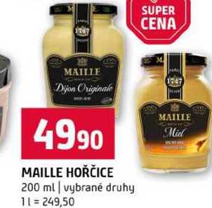 MAILLE HOŘČICE 200 ml vybrané druhy