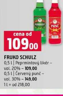 FRUKO SCHULZ 0,5l Peprmintový likér vol. 20% 0,5l Červený punč vol. 30%