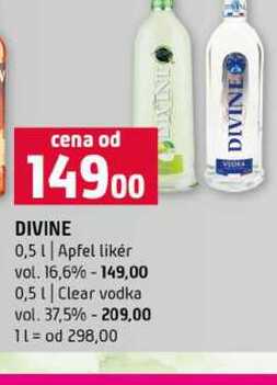 DIVINE 0,5l Apfel likér vol. 16,6% 0,5l Clear vodka vol. 37,5%