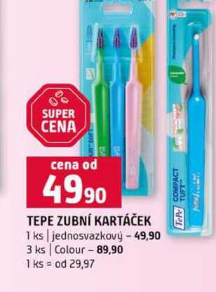 TEPE ZUBNÍ KARTÁČEK 1 ks jednosvazkový 3 ks Colour