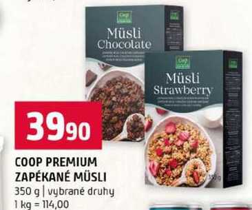 COOP PREMIUM ZAPÉKANÉ MÜSLI 350 g vybrané druhy