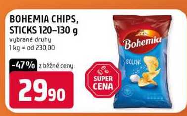 BOHEMIA CHIPS, STICKS 120-130 g vybrané druhy