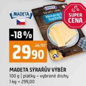 MADETA SÝRAŘŮV VÝBĚR 100 g plátky vybrané druhy