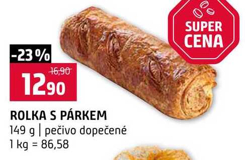 ROLKA S PÁRKEM 149 g pečivo dopečené 