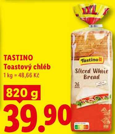 TASTINO Toastový chléb, 820 g