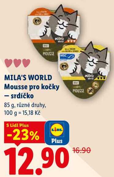 MILA'S WORLD Mousse pro kočky - srdíčko, 85 g