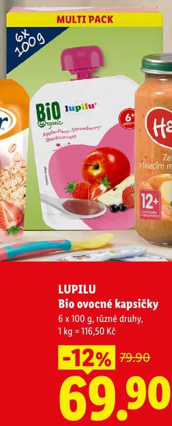 LUPILU Bio ovocné kapsičky, 6x 100 g