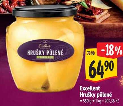 Excellent Hrušky půlené, 550 g