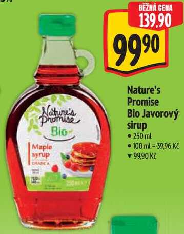 Nature's Promise Bio Javorový sirup, 250 ml
