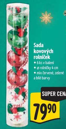 Sada kovových rolniček, 6 ks