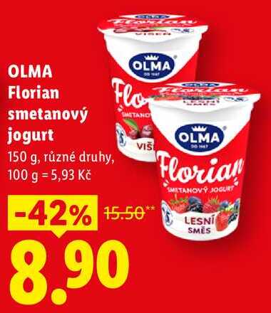 OLMA Florian smetanový jogurt, 150 g, různé druhy 
