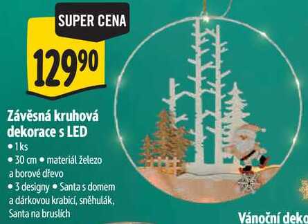 Závěsná kruhová dekorace s LED
