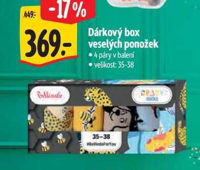 Dárkový box veselých ponožek 4 páry