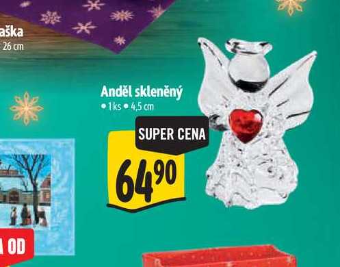 Anděl skleněný 1ks 4,5 cm
