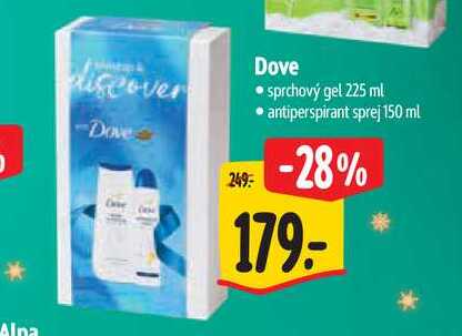 Dove sprchový gel 225 ml + antiperspirant sprej 150 ml