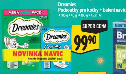 Dreamies Pochoutky pro kočky + balení navíc, 180 g + 40 g