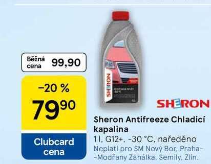 Sheron Antifreeze Chladicí kapalina, 1 l, G12+, -30 °C, naředěno