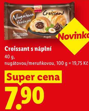 Croissant s náplní, 40 g, nugátovou/meruňkovou
