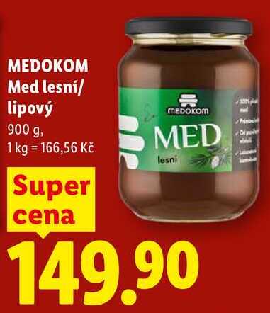 MEDOKOM Med lesní/lipový, 900 g