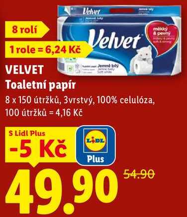 VELVET Toaletní papír, 8 rolí