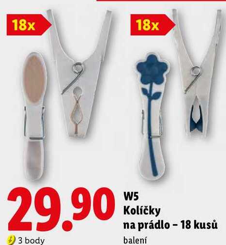 W5 Kolíčky na prádlo - 18 kusů