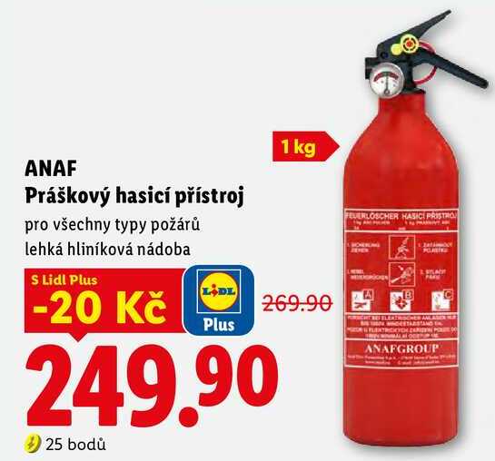 ANAF Práškový hasicí přístroj, 1 kg