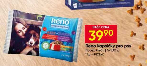 Reno kapsičky pro psy hovězí+krůtí 4×100 g