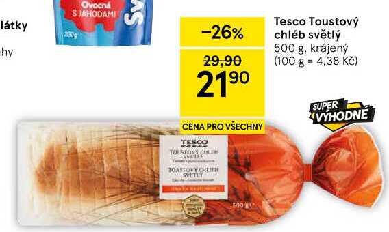 Tesco Toustový chléb světlý, 500 g 