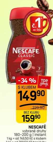 NESCAFÉ vybrané druhy 180-200 g | instant