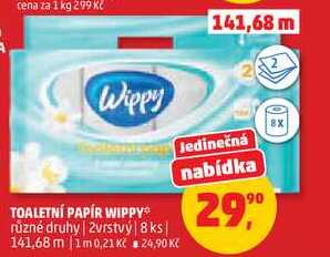 TOALETNÍ PAPÍR WIPPY různé druhy, 2vrstvý, 8 ks