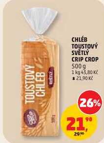 CHLÉB TOUSTOVÝ SVĚTLÝ CRIP CROP, 500 g