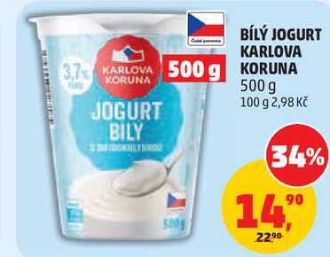 BÍLÝ JOGURT KARLOVA KORUNA, 500 g