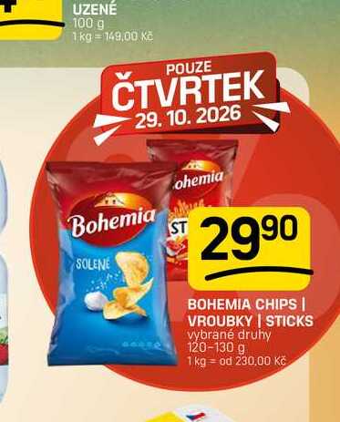 BOHEMIA CHIPS VROUBKY | STICKS vybrané druhy 120-130 g